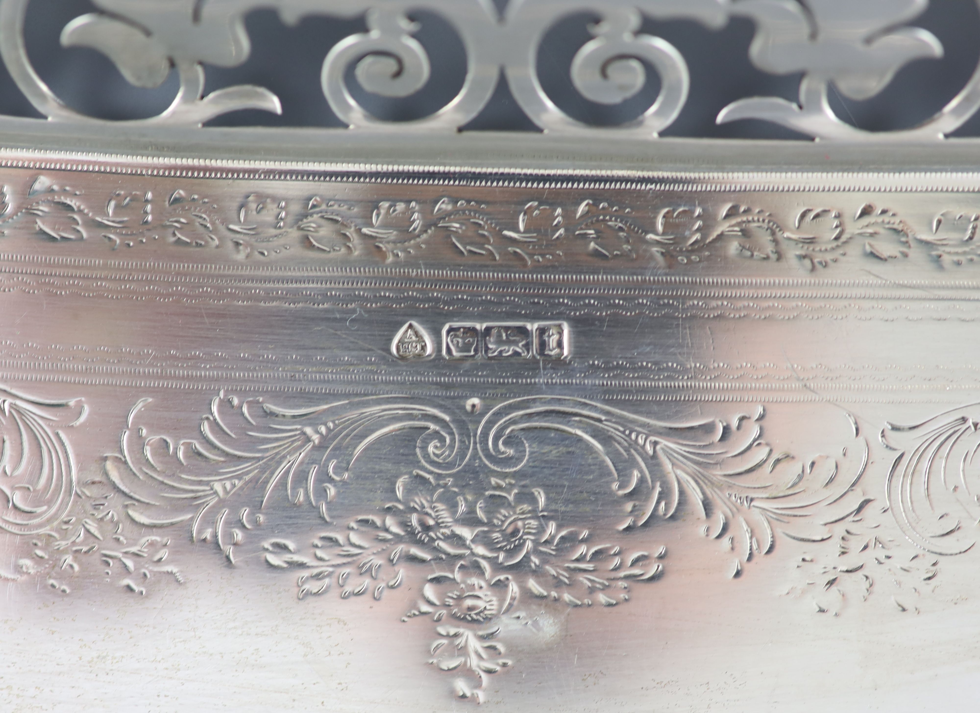 A George V silver two handled tea tray by Albert Henry Thompson,